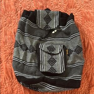 NWOT Backpack Artisanal Mochila Black and Grey Travel Bag Morral Boho Hippie